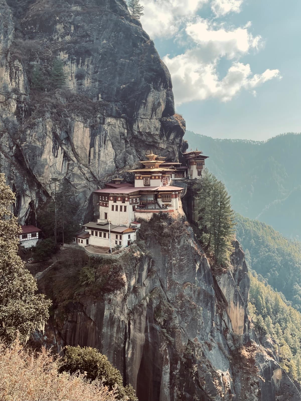 Taktsang Monastery, the Tiger's Nest, on the cliff face above Paro